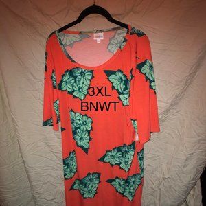 LULAROE JULIA -NWT 3XL CORAL WITH GREEN